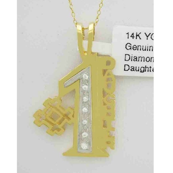 Genuine Diamonds #1 Daughter Pendant 14k Yellow Gold